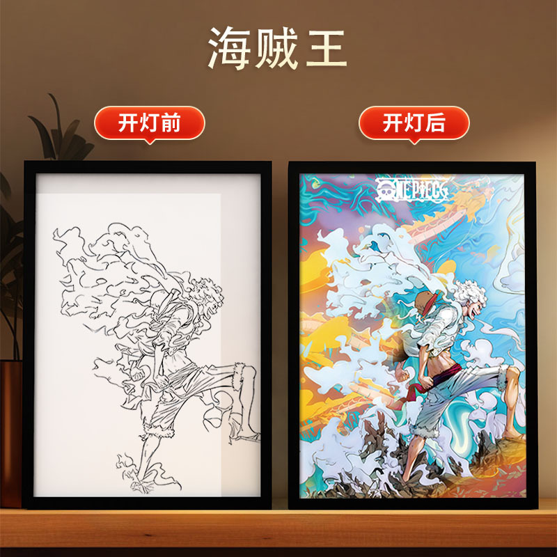 Picture of Carefully Selected One Piece - Luffy Light Painting Zoro Atmosphere Luminous Decorative Painting DIY Animation Creative Desktop Table