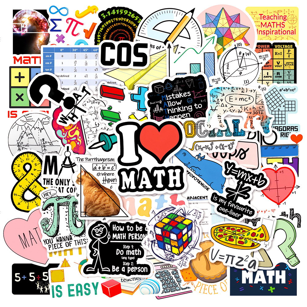 50 math math math stickers reward cartoon skateboard decorative water cup waterproof graffiti stickers stickers