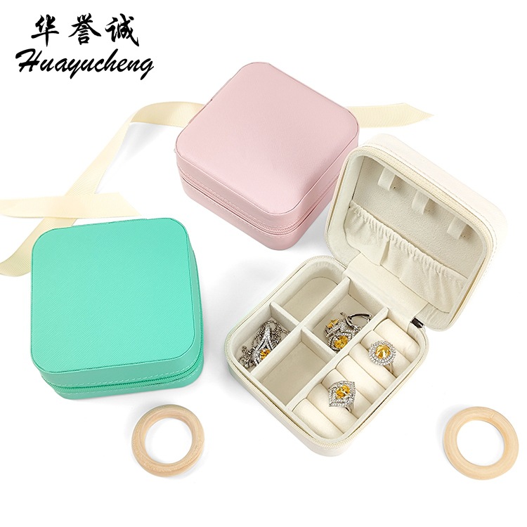 Simple Ins Mini Jewelry Packaging Box Zipper Convenient Jewelry Storage Box Multi-functional Multi-frame Jewelry Box