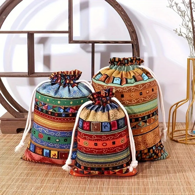 Drawstring Bag Cotton Cloth Bundle Pocket Jewelry Storage Drawstring Cotton and Linen Bundle Pocket Sachet Sachet Small Cloth Bag Customization