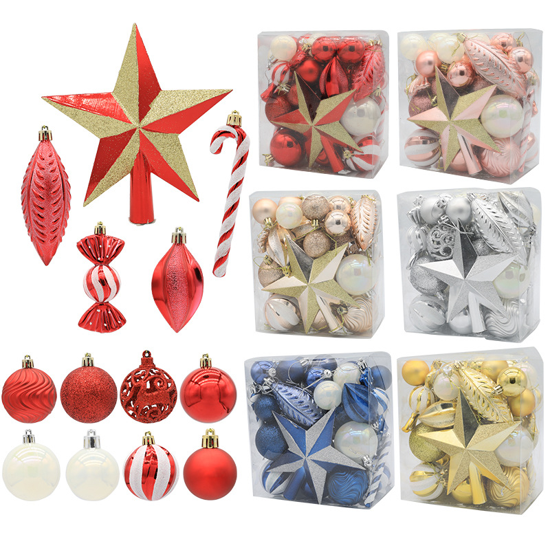 Cross-border wholesale Christmas ball combination set Christmas tree decoration props combination 40PCS combination variety of Christmas balls