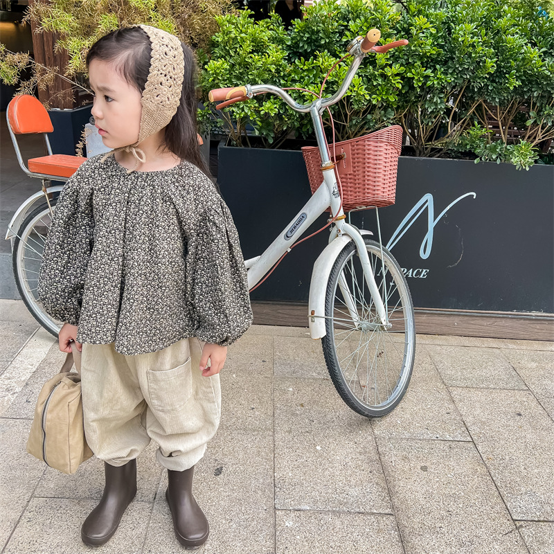 Picture of 2025 Children's Clothing Autumn New Girls Spring and Autumn Clothing Korean Style Small Floral Puff Sleeve Shirt Shirt 122555