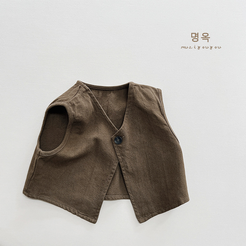 Picture of Jane Chao Feng ~ Spring and Autumn New Boys and Girls Japanese Korean Style Waistcoat Children's Retro Simple All-match Vest
