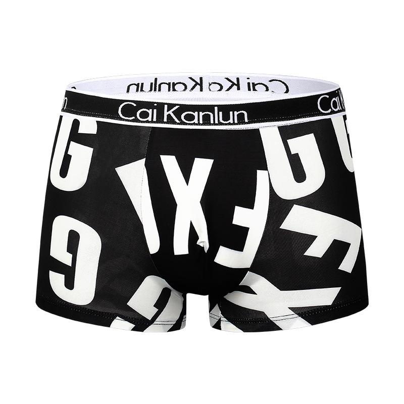 Picture of Ice Silk men's underwear boys seamless lightweight breathable boxer shorts teenagers students summer plus size boxer shorts