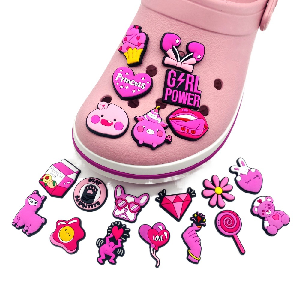 New fresh pink cute hole shoes accessories buckle shoe buckle shoe flower croc decoration