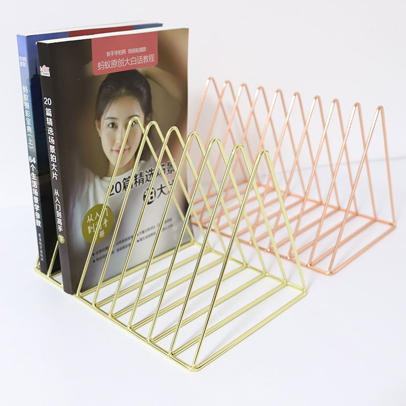 Picture of Manufacturer Wholesale Iron Art 9-Grids Bookshelf Triangular Desktop Bookend Small Bookshelf Storage Rack File Book Storage Rack