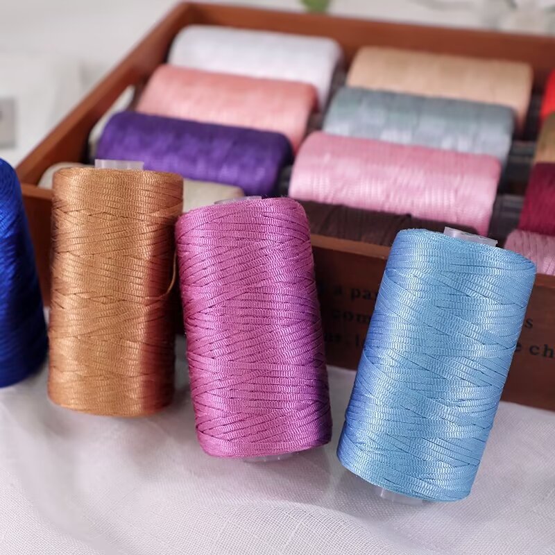 mercerized flat belt line ice silk thread handmade diy woven summer cool hat bright silk thread hook shoe thread hook wrapping thread slippers thread
