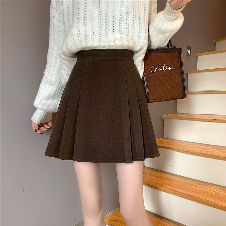 Picture of Temperament socialite skirt 2023 new women's autumn and winter chubby girl high waist slim black A- line skirt pleated short skirt