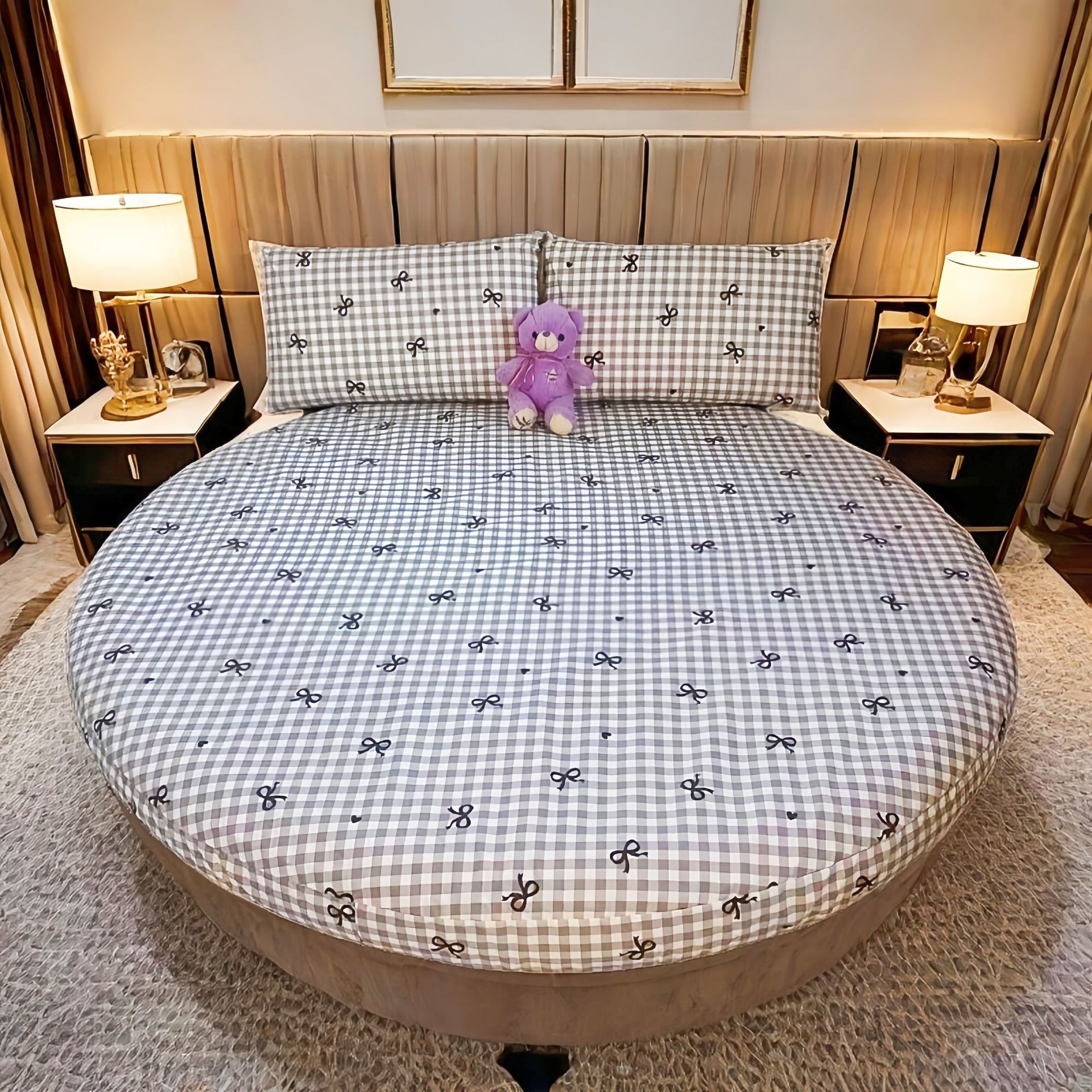 Picture of Cross-border Amazon Shrimp Hotel Round Waterproof Round Bed Cover Four-piece Bed Cover Simmons Mattress Cover Dust-proof