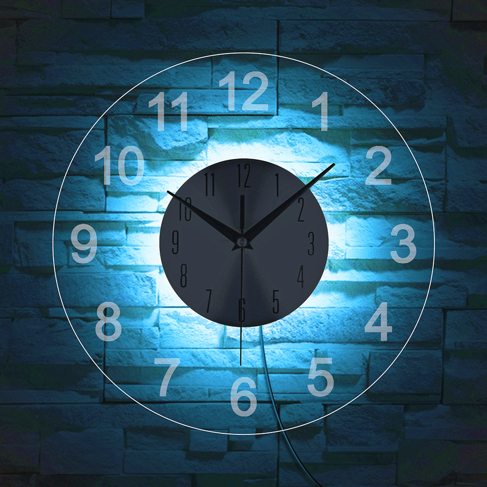LED Luminous Creative Wall Clock Fashion Acrylic Clock Living Room Light Luxury Clock Simple Wall Hanging Large Household Hanging Watch
