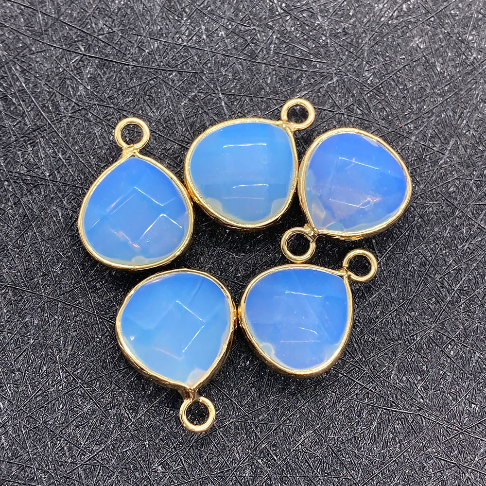 Picture of Natural stone facet pendant 14x 18mm green black single hole drop pendant DIY jewelry accessories wholesale