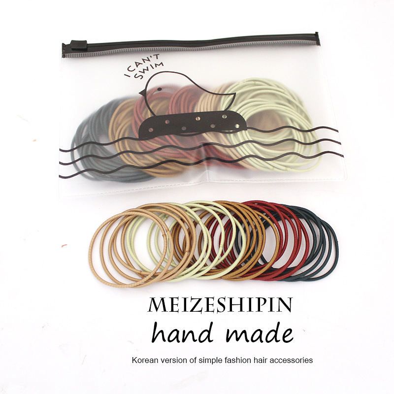 Picture of 100 Pieces/Bag Headband Simple Small Circle Thin Hair Rope Girl's Hair High Elastic Rubber Band Basic Hair Tie Headwear