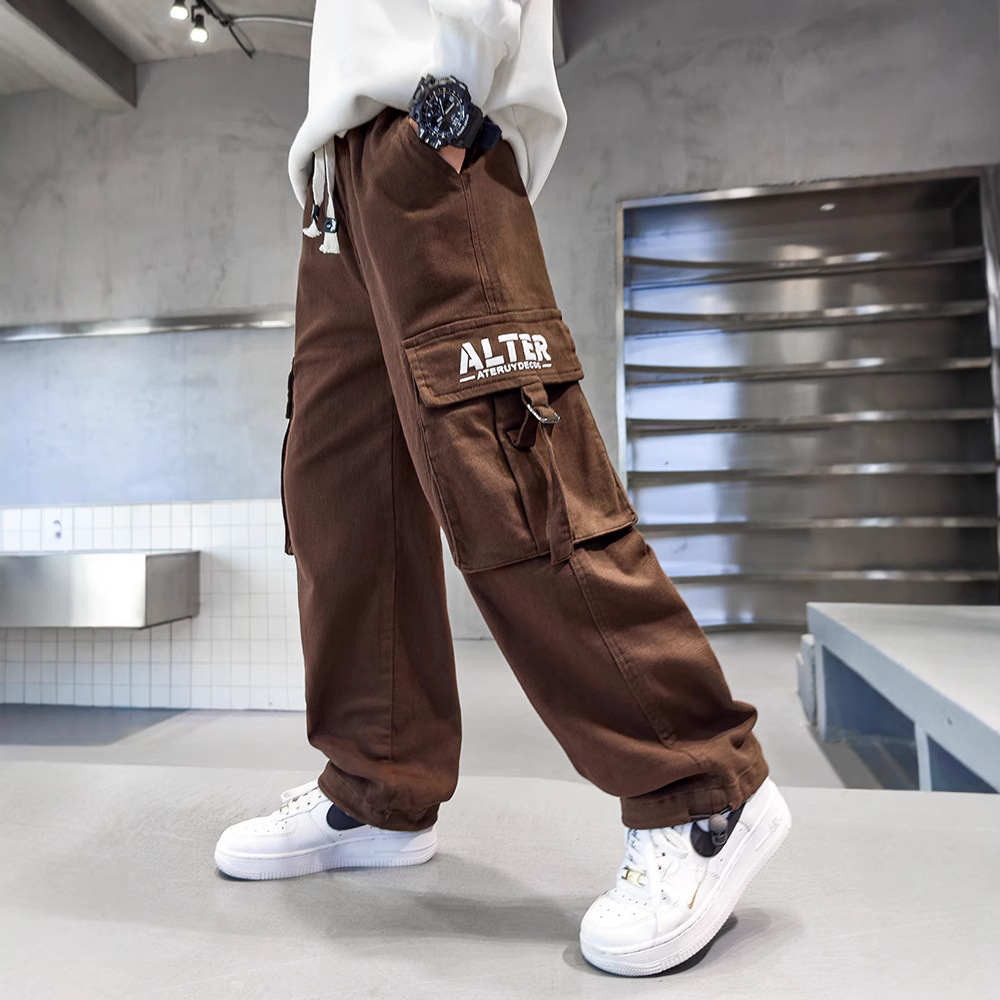 Picture of Boys' Autumn Pants Spring and Autumn 2024 New Children's Coil Pants Large Children's Straight Pants Boys Casual Pants