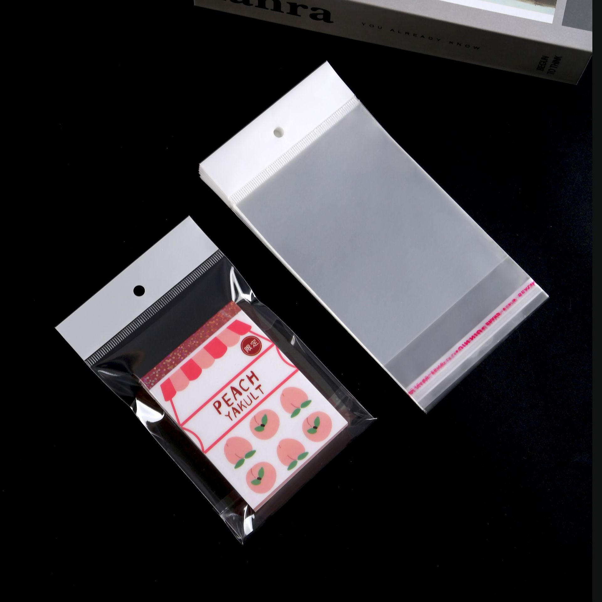 Color-Printed Long Strip Opp Card Head Bag with Hanging Hole, 10 in Stock, 4cm Opp Printing, 7 Silk Jewelry Packaging Hang Tag, Transparent