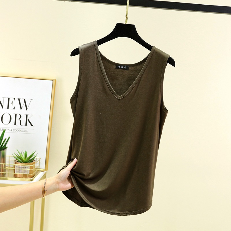 Picture of Summer New Modal Vest Women's Loose Large Size V Neck Sleeveless Bottoming Shirt Slim Slim Casual Top