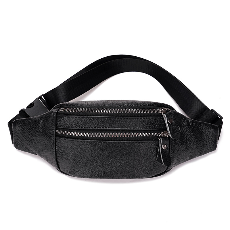 Picture of Genuine Leather Men's Waist Bag, First-Layer Cowhide, Multi-Functional Chest Bag, Crossbody Bag, Sports Mobile Phone Bag, Wear-Resistant Waist Bag for Work