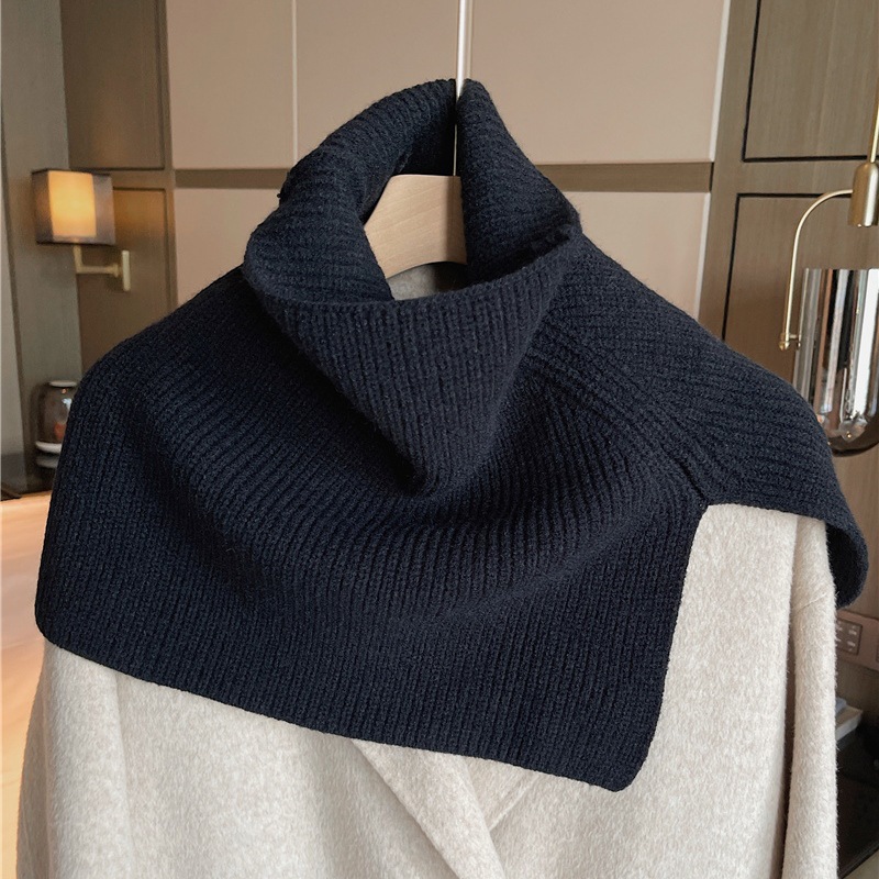 Winter Korean Style New Style Scarf Outdoor Knitted Women's Solid Color Fashionable Women's Shawl Versatile Scarf Trendy Retro