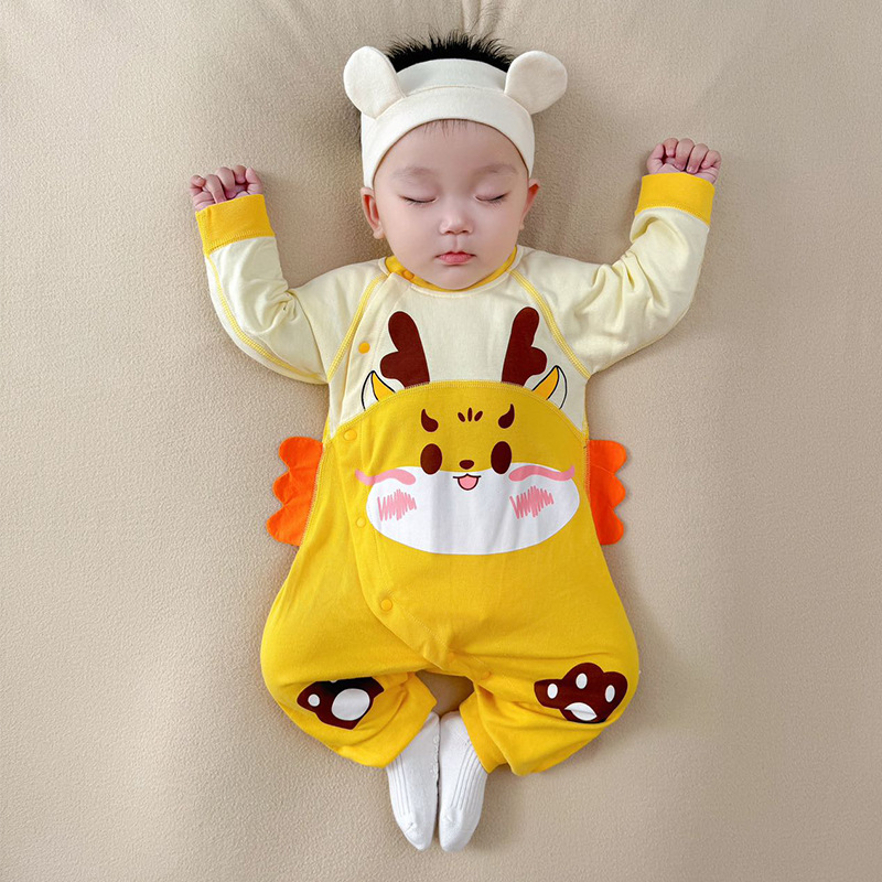 Baby Clothes Spring & Fall Boneless Outing Pure Cotton Long-Sleeved Thin Newborn Full-Month Jumpsuit Baby Autumn Clothes