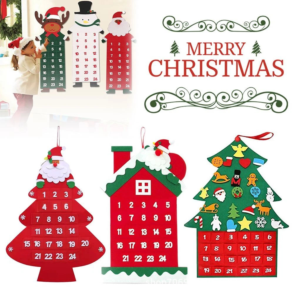 Cross-border felt Christmas ornaments Christmas decorations advent day 24 countdown calendar felt wall calendar pendants