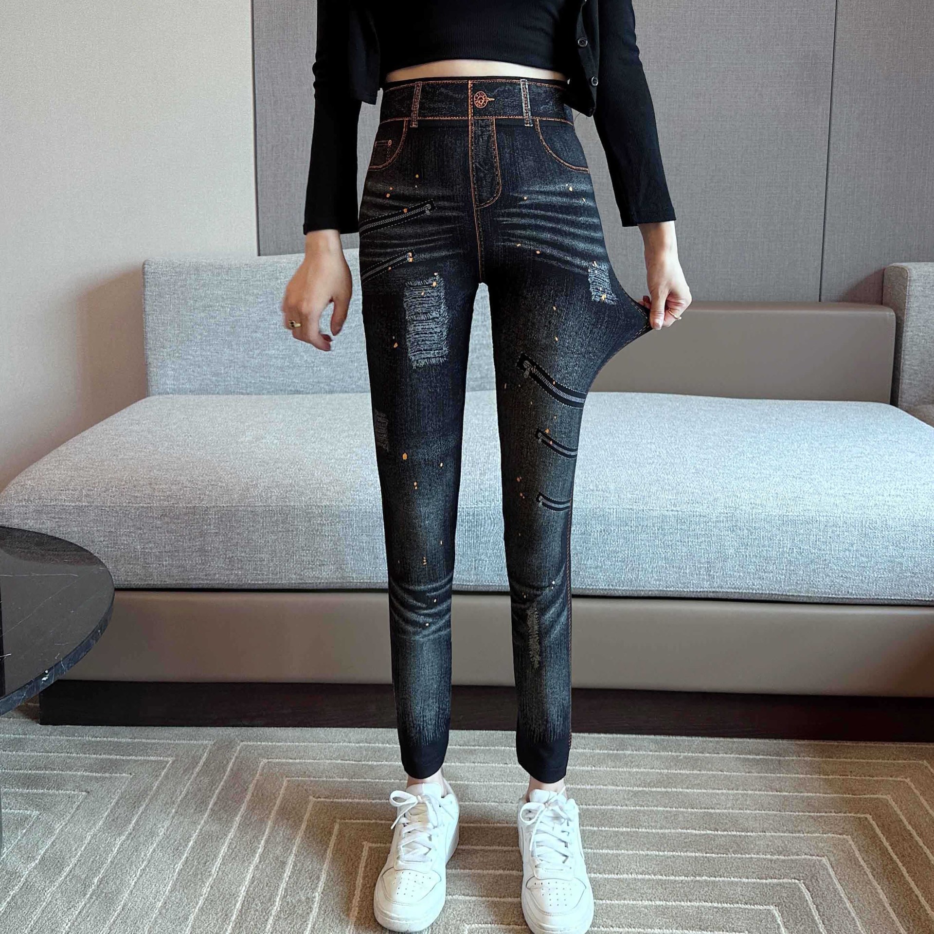 Picture of Spring and Autumn New Modal High Elastic Leggings High Waist Hip Breathable Ankle Pencil Pants Women's Outer Wear Fitness Pants