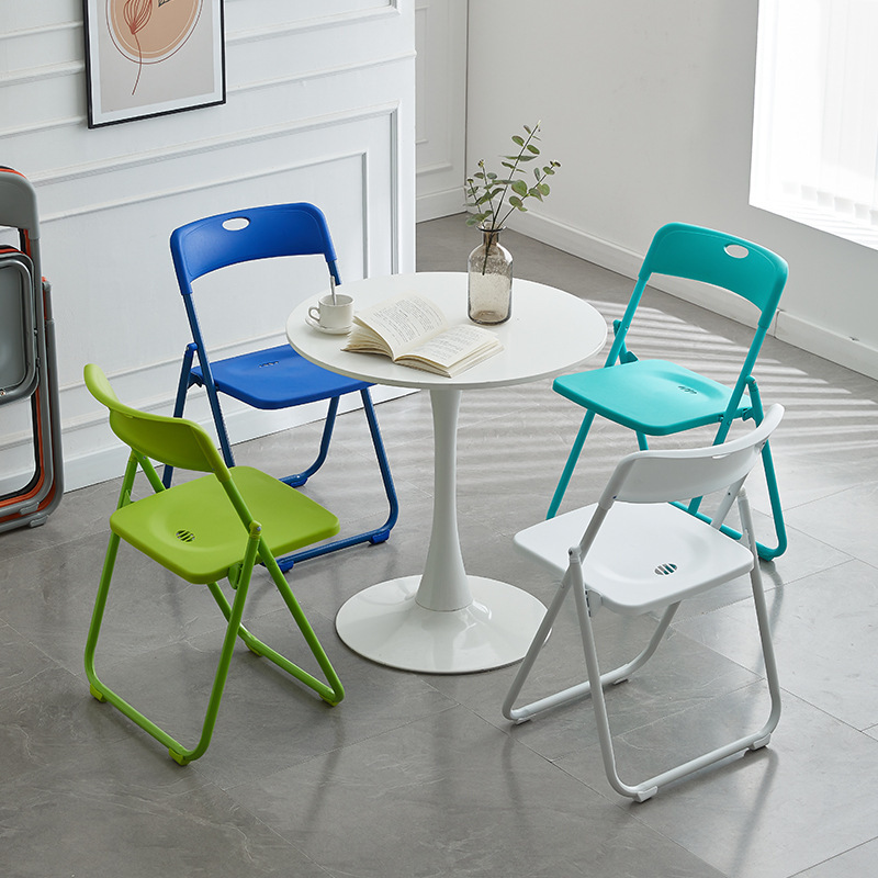 Picture of Plastic folding chair home back chair Internet celebrity photo chair dormitory dining chair conference office chair outdoor folding stool