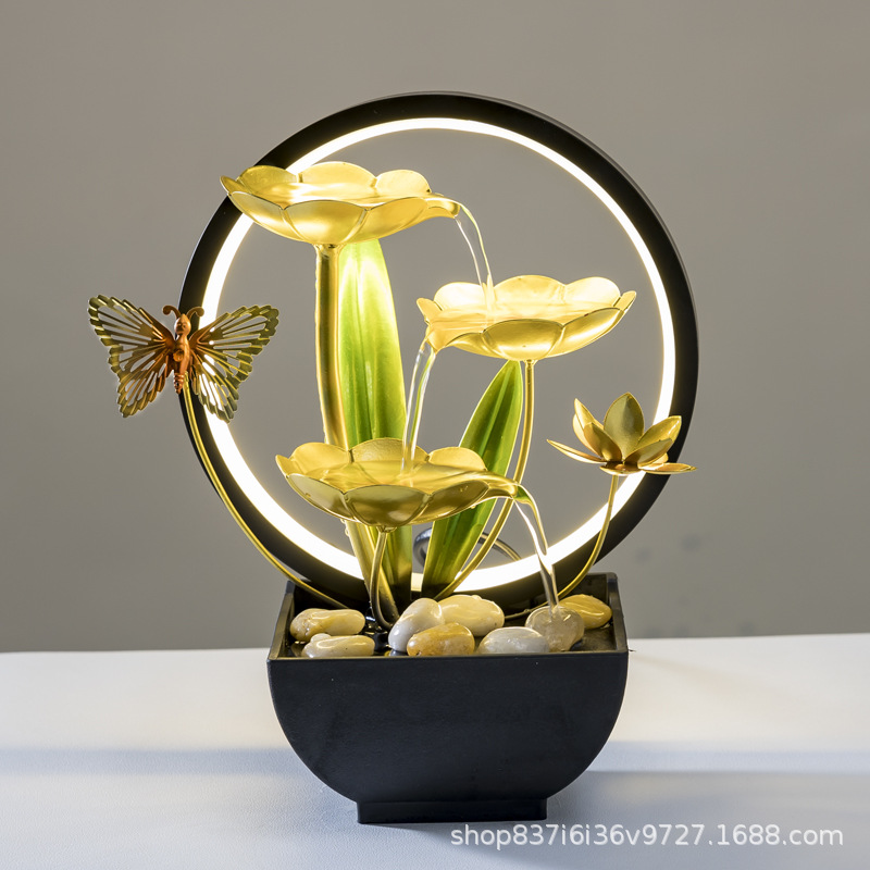 Picture of Water ornaments new products source factory desktop fountain wind pool fish tank decoration iron home decorations gifts