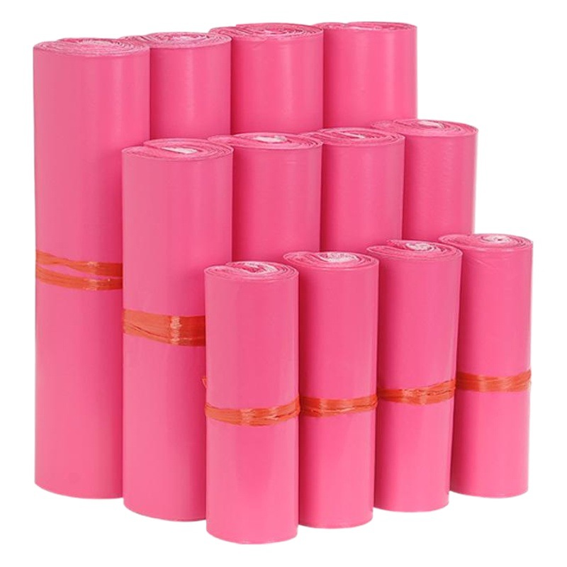 Pink Express Bag Thickeneded Waterproof Half New Material Express Packaging Bag E-Commerce Logistics Plastic Clothing Packaging Bag Customization