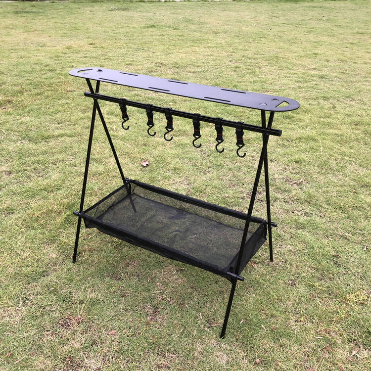 Picture of Outdoor Camping Triangle Storage Rack Ultra Light Tactical Storage Table Board Folding Portable Camping Tableware Rack