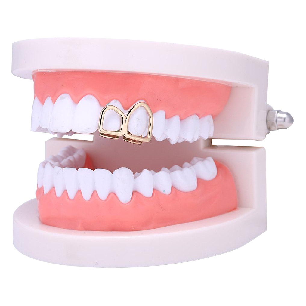 Amazon's New European and American Braces, Two Cut Out Pointed Teeth, Hip-Hop Gold-Plated Braces, Makeup Props, Hot-Selling Accessories
