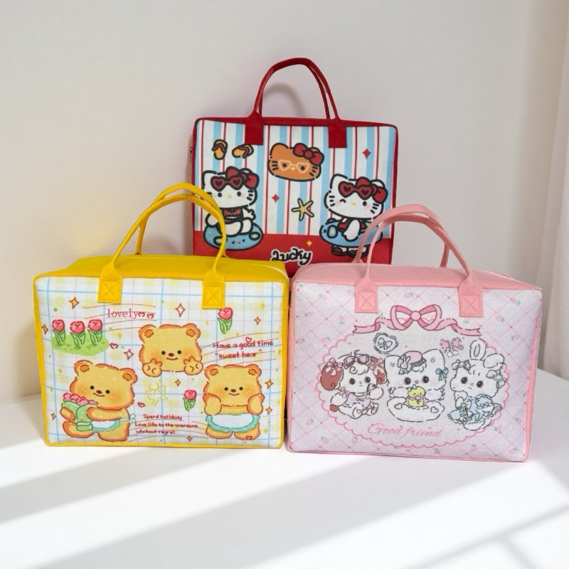 New Cartoon Felt Bag Bear Cute Travel Bag Large Capacity High-Looking Student Shopping Bag Felt Tote Bag