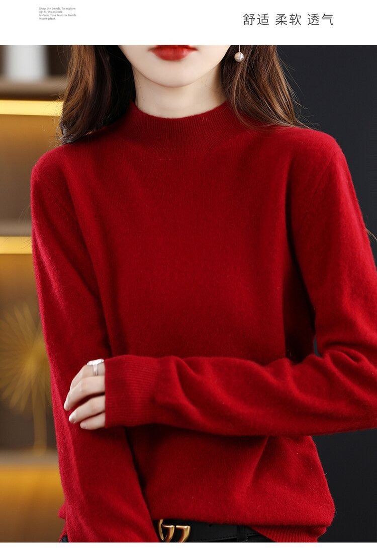 Picture of Bottoming Shirt Women's Knitted Sweater Women's Half-High Knitted Sweater Women's Cross-Border Knitwear Long-Sleeved Knitted Women's Bottoming Shirt Outer Wear