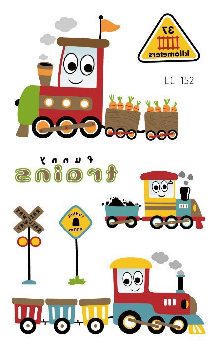 Picture of Children's Cartoon Transport tattoo Paper stickers Aircraft Ship Train Track Creative tattoo stickers