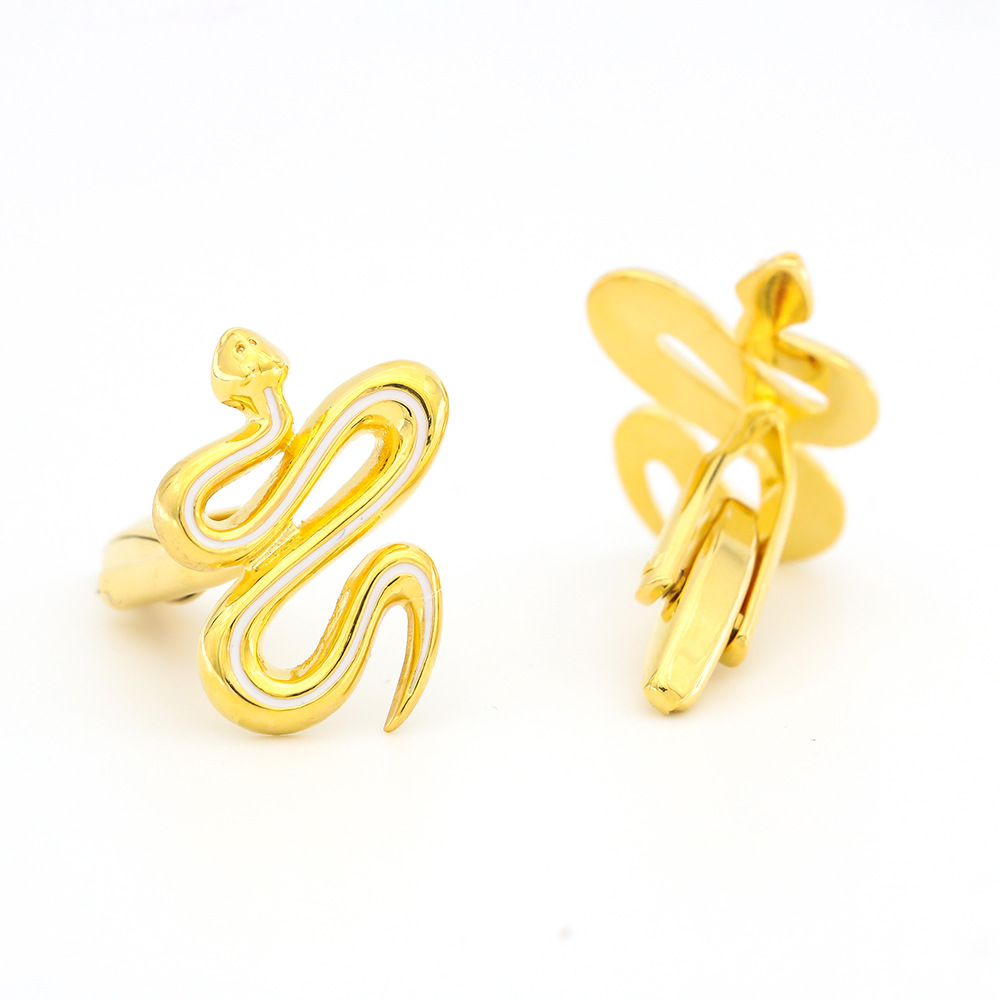Animal Series Golden Snake Cufflinks Fun Zodiac Cuffnails French Buttons for Men and Women Gift in stock