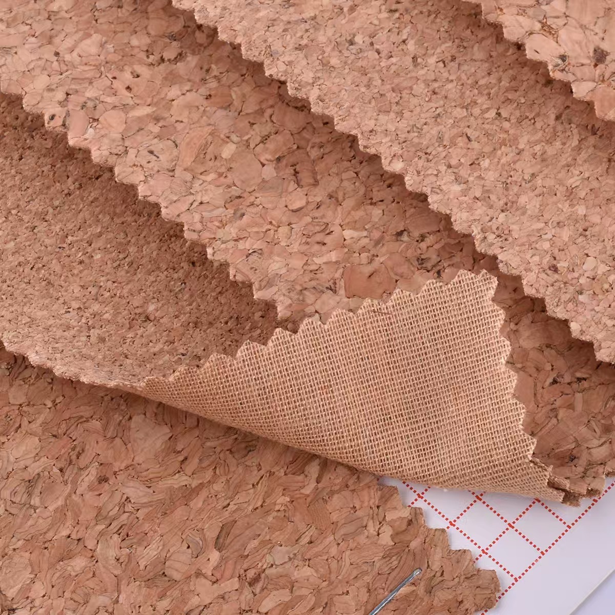 Cork Grain Hot Stamping Cloth Natural Cork Cloth Pu Floral Hot Stamping Cork Shoe Material Bag Handbag Fabric Manufacturer Wholesale