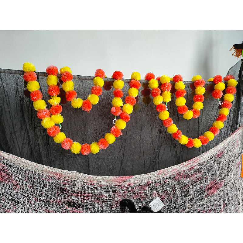 Picture of Marigold garland Indian wedding decoration flower string Mexican Day of the dead plastic decorative flower string