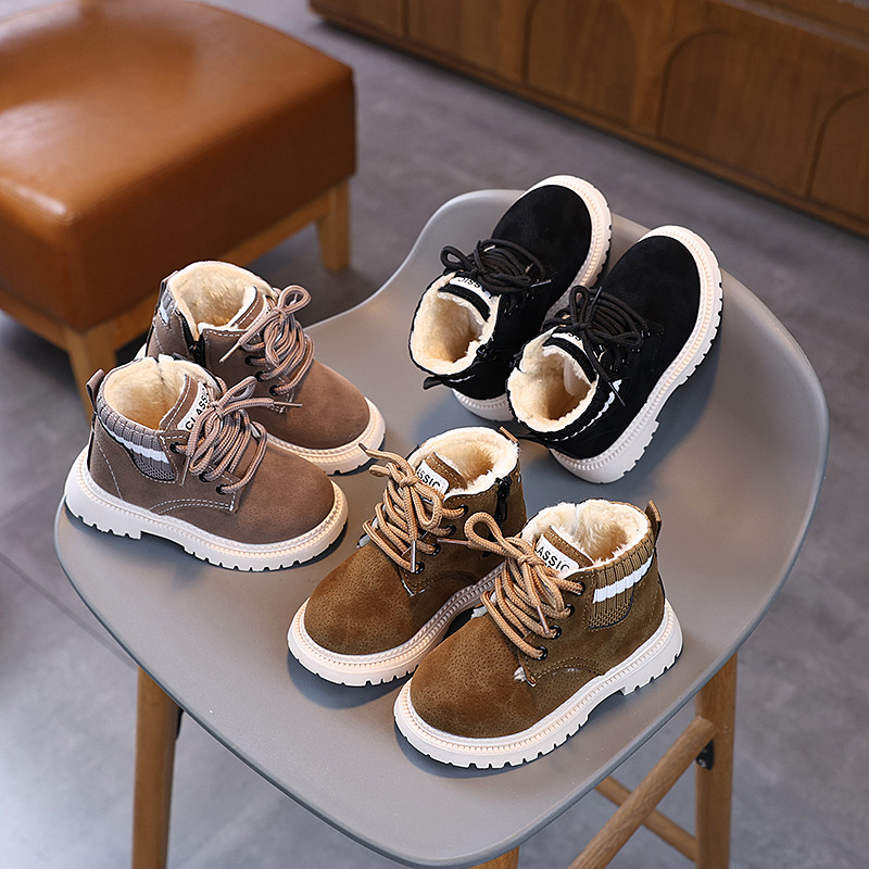 Autumn and winter new children's cotton boots waterproof girls boys Martin boots side zipper women's treasure winter shoes boots children's boots