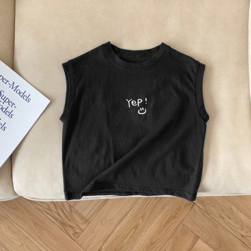Picture of Casual Kidsren's Pure Cotton Kidsren's Baby Cute Sleeveless T-Shirt 2025 Boys and Girls Vest Tops Summer Trendy T-Shirt
