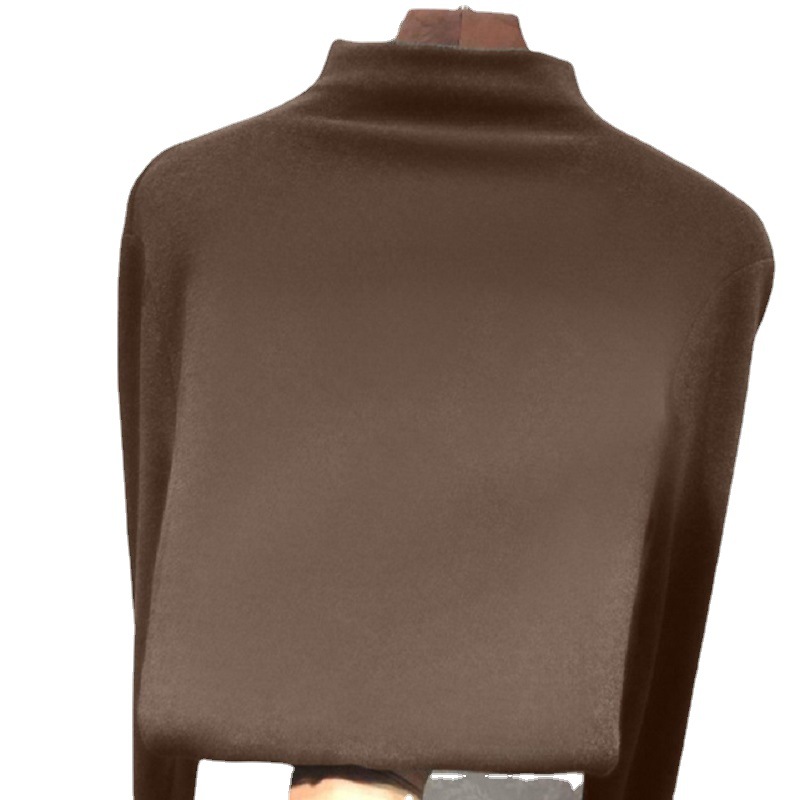 Picture of Derong Warm Bottoming Shirt Solid Color Women's Autumn and Winter Korean Style Plus Velvet Slim Long Sleeve T-Shirt Women's Tops Women's Wholesale