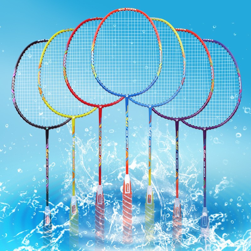 Picture of Red Double Happiness Washable Handle Badminton Racket Student Double Racket Men and Women Adult Family Fitness Training Racket Set