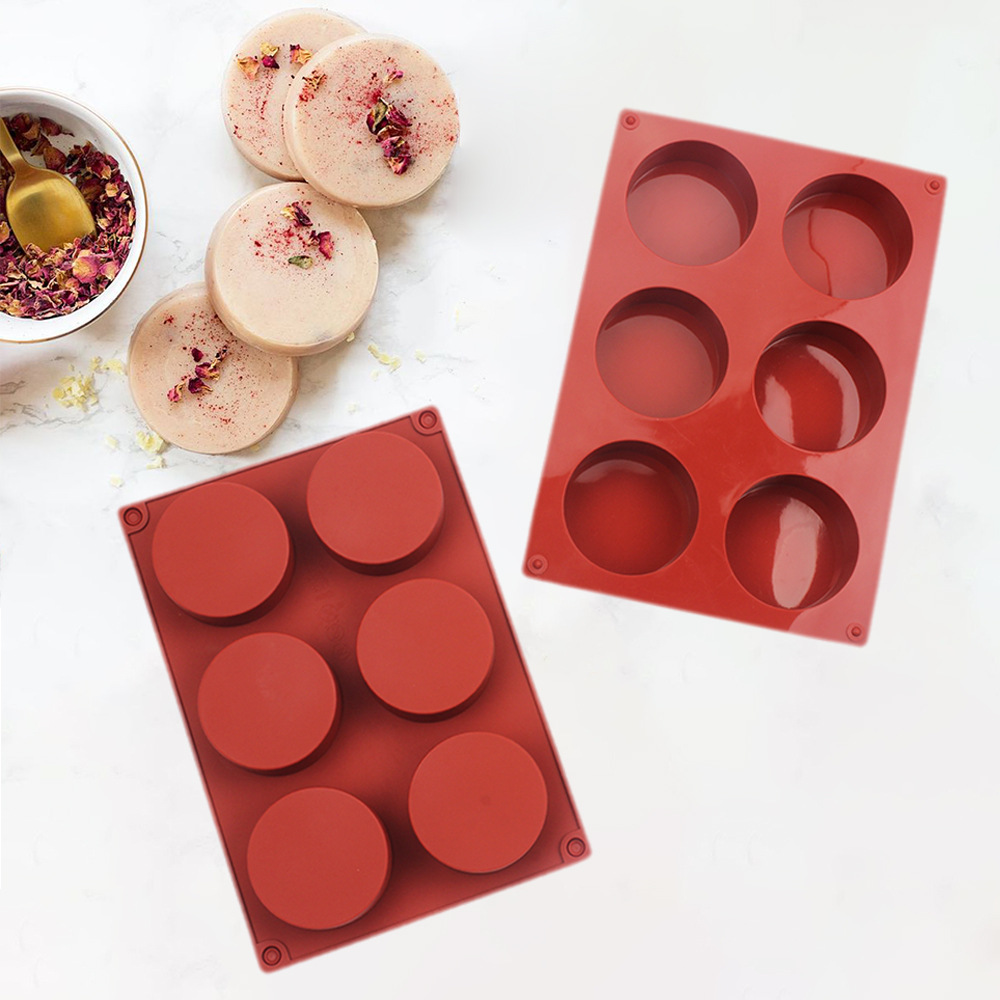 Cross-border hot selling FDA quality 6-piece round silicone cake baking mold cylindrical DIY handmade soap pudding mold