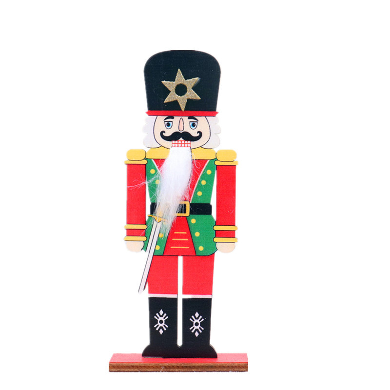 Picture of Walnut Soldier Color Christmas Wooden Assembled Ornaments Christmas Decorations Office Window Desktop Ornaments
