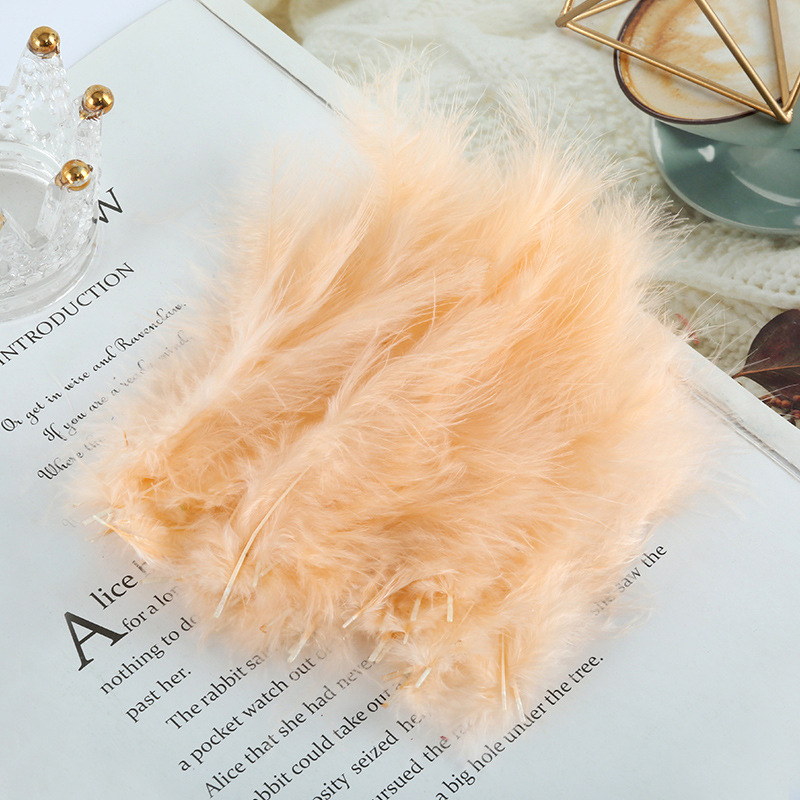 Picture of Feather decoration color turkey feather pointed tail velvet dream catcher net material wave ball gift box filler shooting props