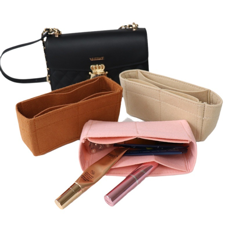 Cross-Border Supply of Compartment Felt Liner Bag Internet Celebrity Felt Cosmetic Bag Mini Lipstick Jewelry Felt Cosmetics Bag