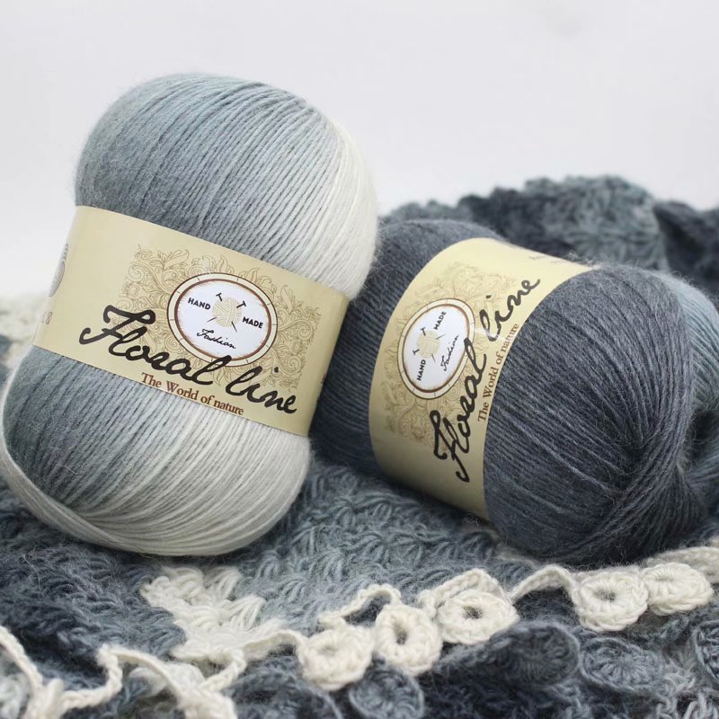 Factory wholesale segment dyed rainbow wool line color gradient thick needle wool hand-knitted hat scarf line