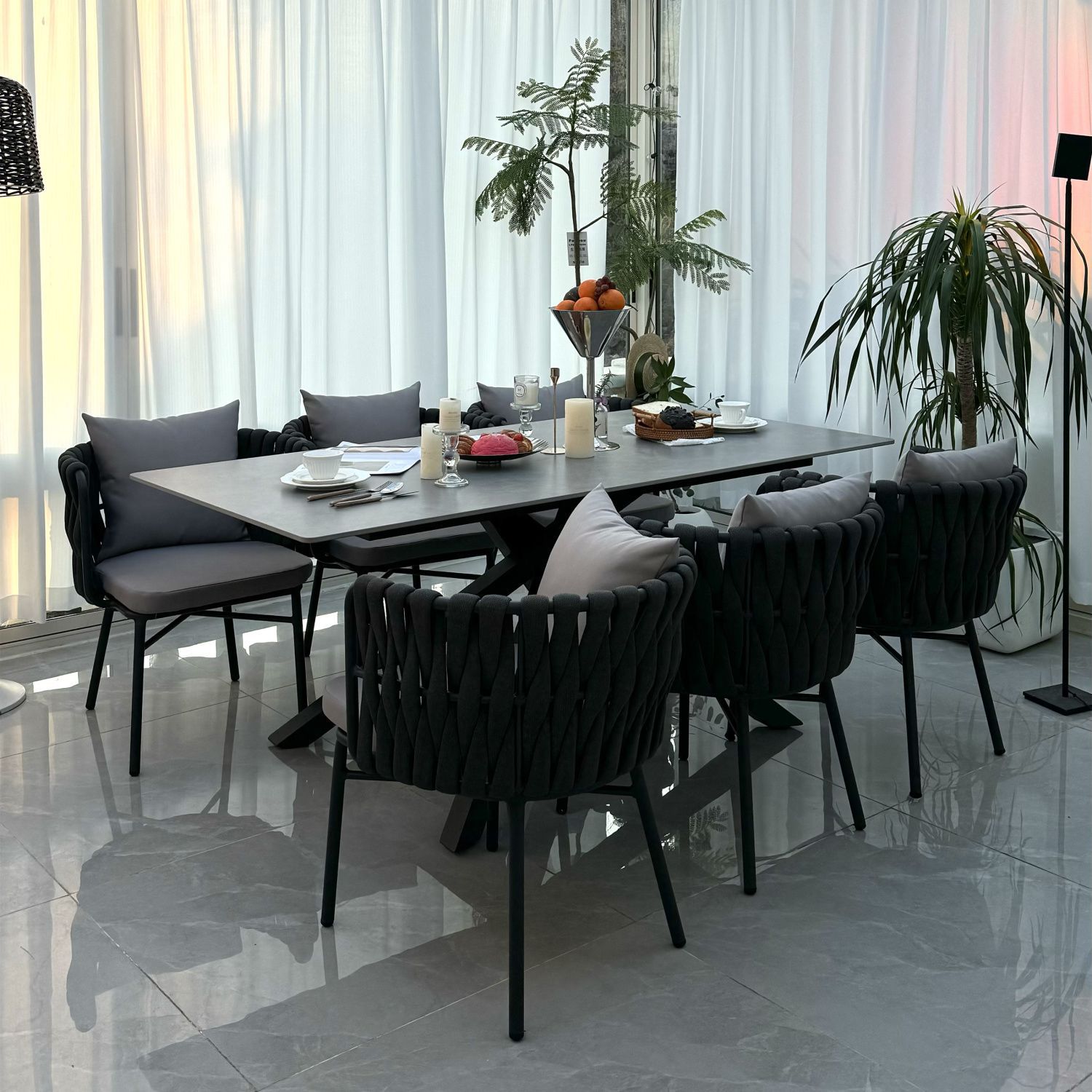 Outdoor Tables and Chairs, Courtyard Garden Tea Table, Rattan Chair, Living Room Dining Table, Outdoor Balcony Terrace, Leisure Chair, Slate Table
