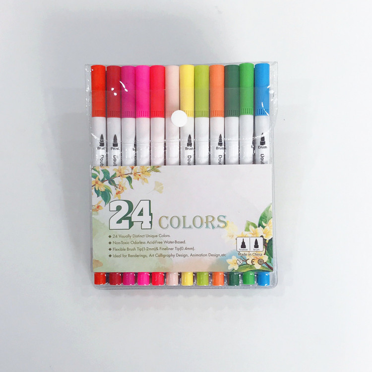 Picture of Amazon Double-Headed Hook Pen Color Marker Pen Soft-Head Watercolor Pen Art Supplies Children's Gift Painting Set
