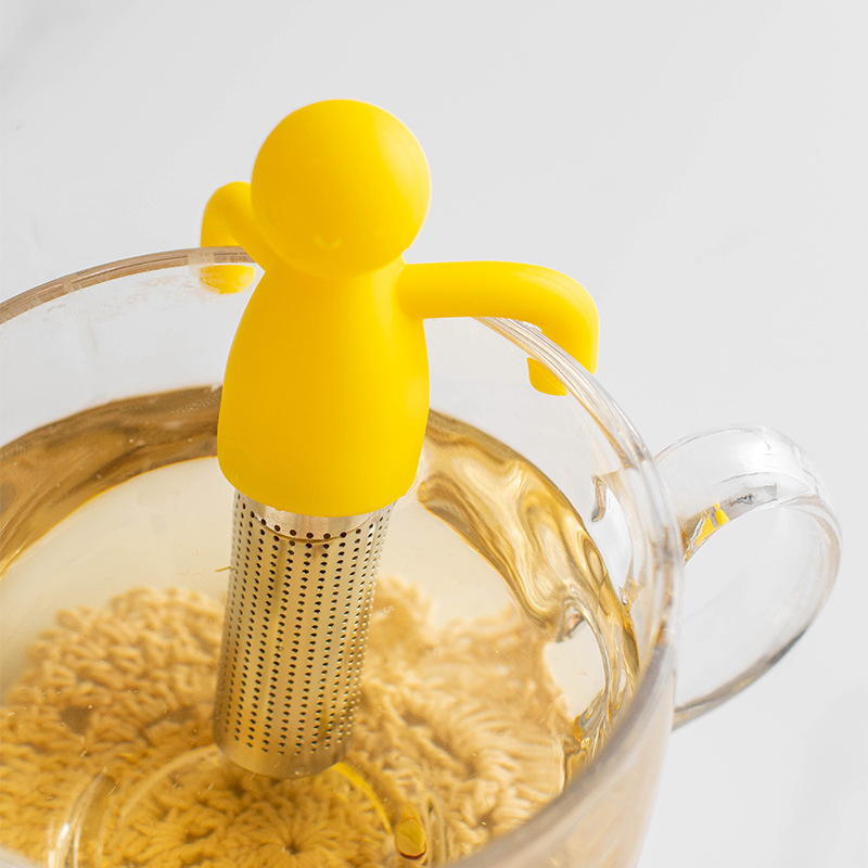 Picture of Creative 304 stainless steel silicone human-shaped tea strainer tea strainer hanging Cup-type tea residue tea bag strainer