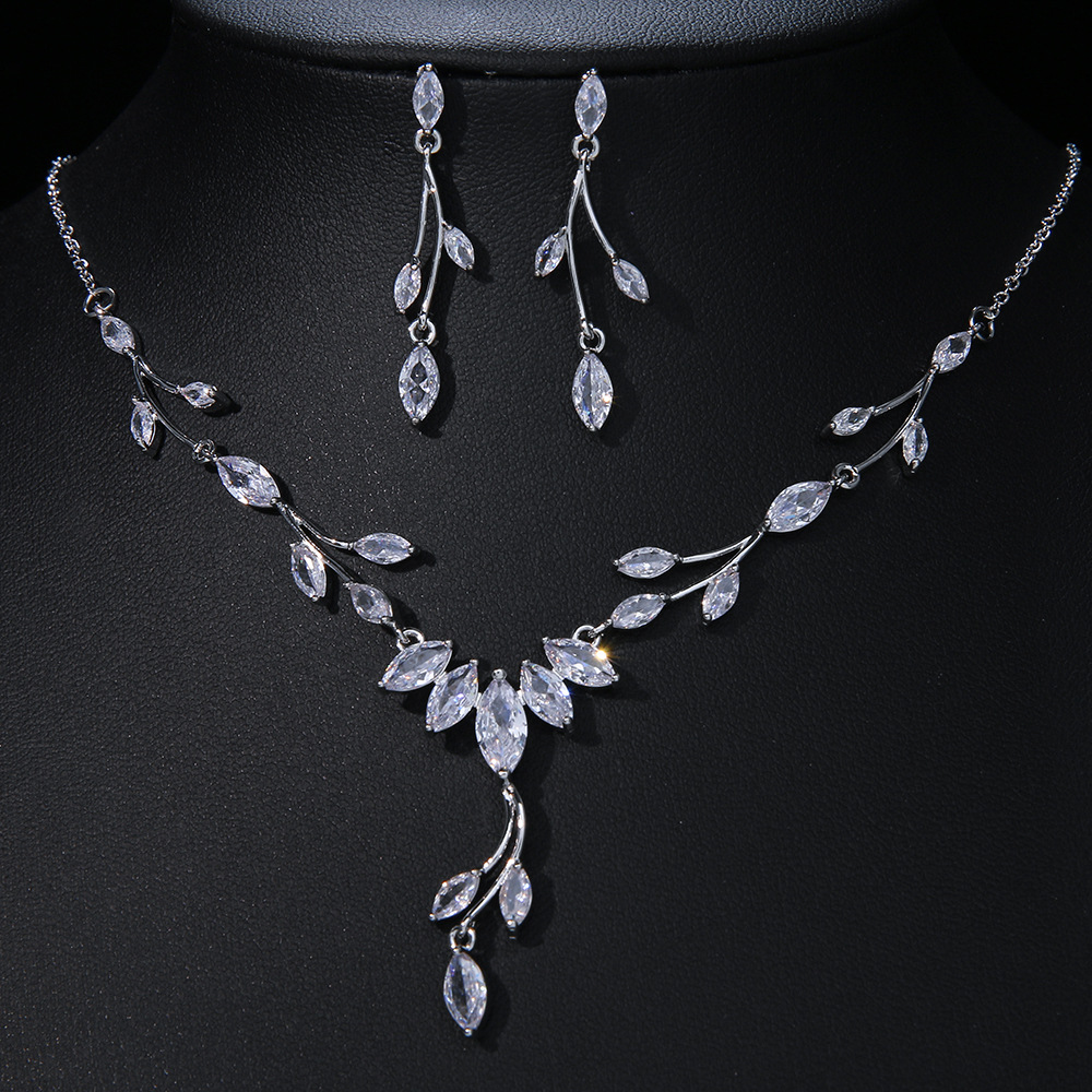 European and American fashion simple popular branch design bride necklace earrings set strict accessories foreign trade jewelry wholesale