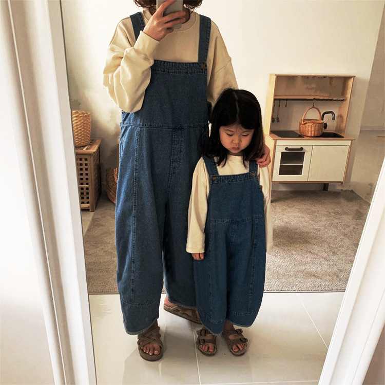 2025 Autumn Fashion Korean Style Children's New Trendy Pants for Boys and Girls, Korean-Style Denim Retro Simple Casual Overalls