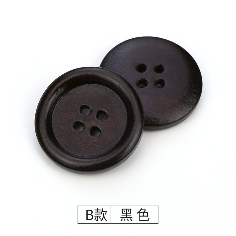 Picture of Cida manufacturers supply wood buttons 9mm -38mm four-eye fine edge buckle sweater round children's DIY accessories